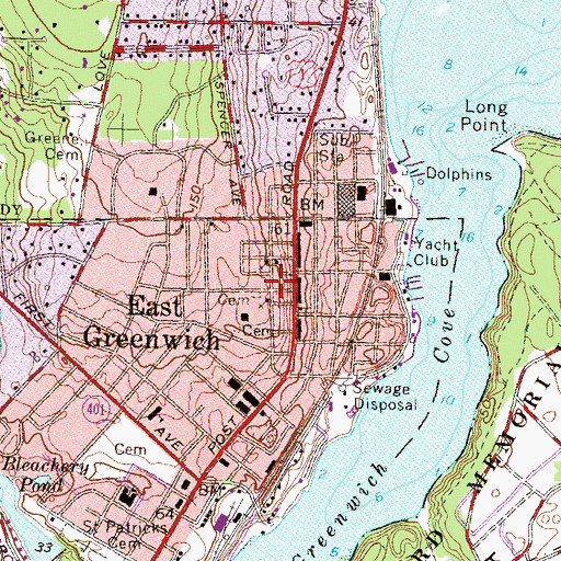 Topographic Map of East Greenwich Historic District, RI