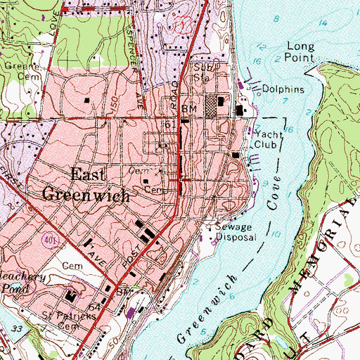 Topographic Map of East Greenwich United Methodist Church, RI