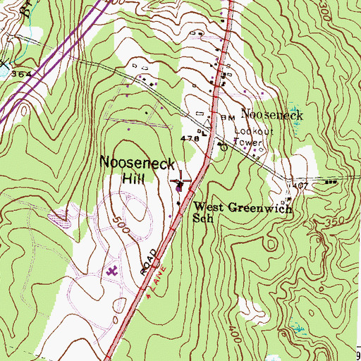 Topographic Map of Exeter-Greenwich Regional Junior High School, RI