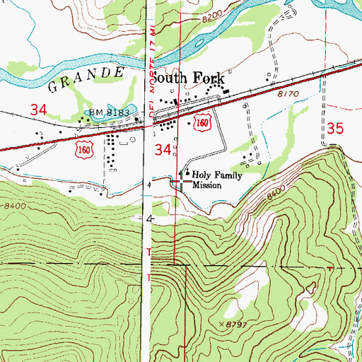 Topographic Map of Holy Family Mission, CO