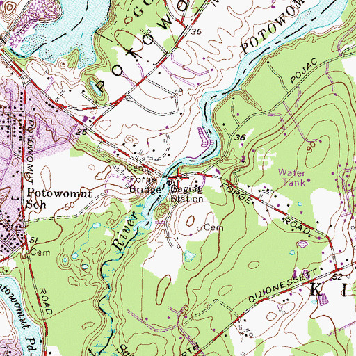 Topographic Map of Forge Bridge, RI