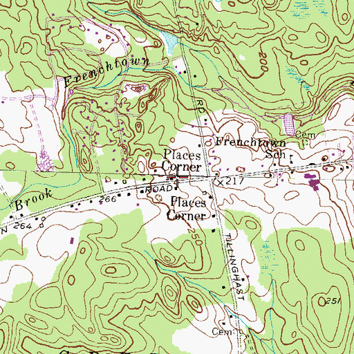 Topographic Map of Frenchtown Baptist Church, RI