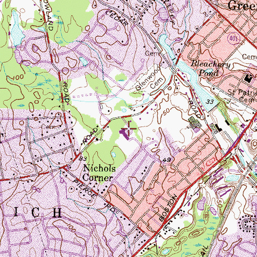 Topographic Map of George Hanaford School, RI