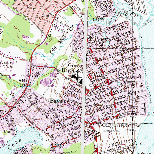 Topographic Map of Gorton Junior High School, RI