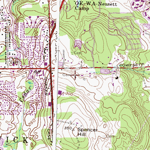 Topographic Map of Gorton - Wing Lot Cemetery, RI