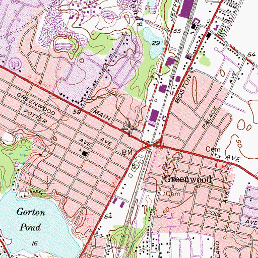 Topographic Map of Greenwood Community Church, RI