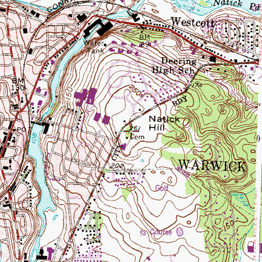 Topographic Map of Holden - Bicknell - Taylor Cemetery, RI
