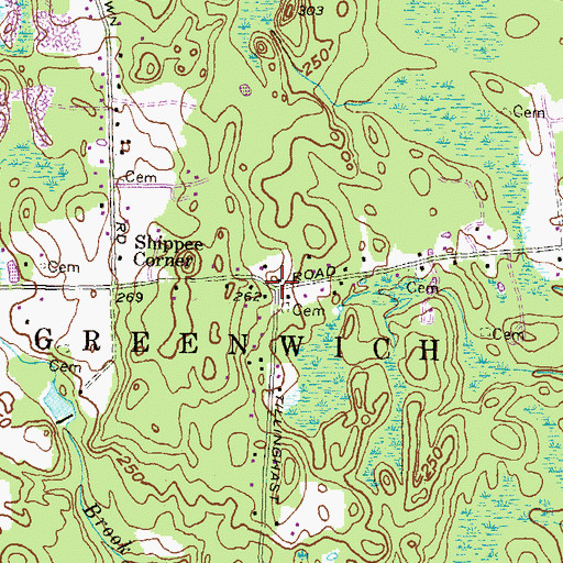 Topographic Map of Ike Shippee Corner, RI