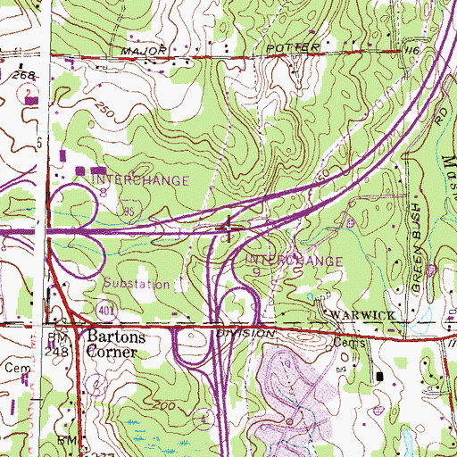 Topographic Map of Interchange 9, RI