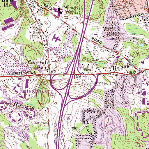 Topographic Map of Interchange 10, RI