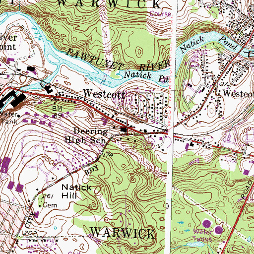 Topographic Map of John F Deering Middle School, RI
