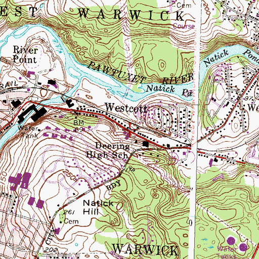 Topographic Map of John F Deering Middle School Annex, RI
