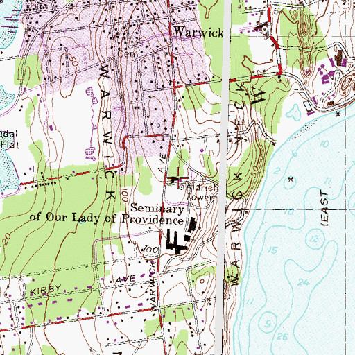 Topographic Map of John Greene School, RI