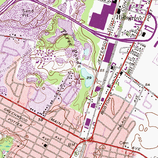 Topographic Map of Joseph Bennett Lot, RI