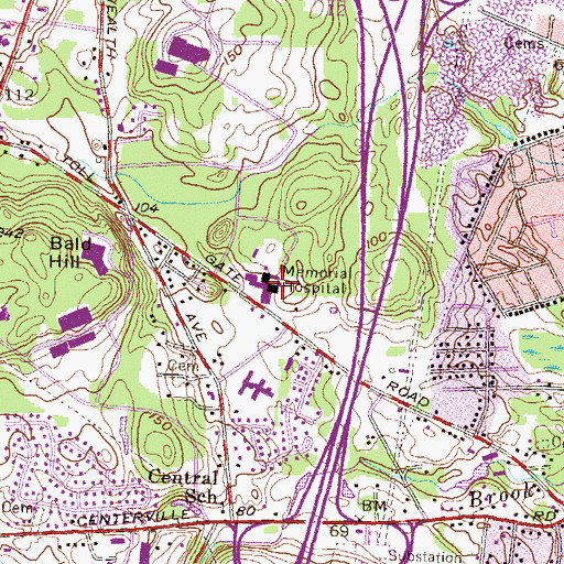 Topographic Map of Kent Hospital, RI