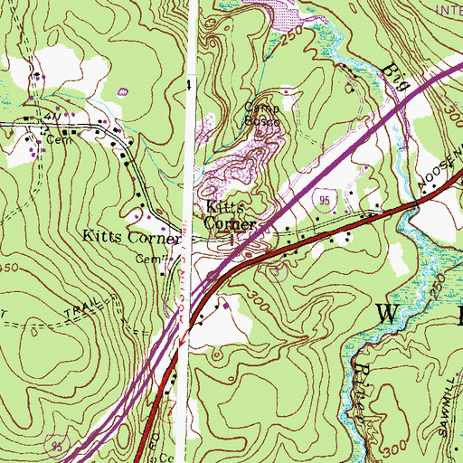 Topographic Map of Kitts Corner School (historical), RI