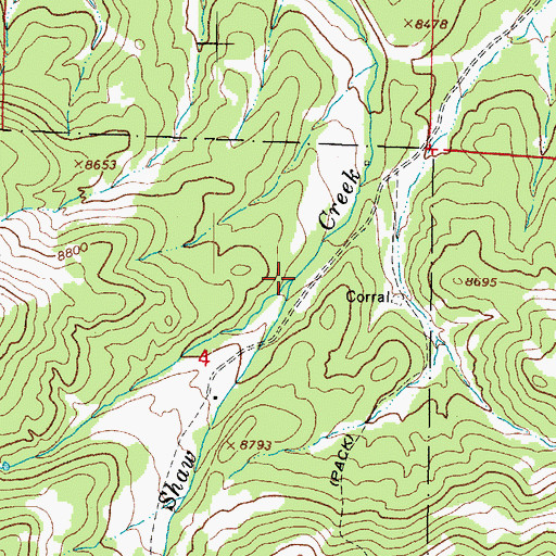 Topographic Map of West Fork Shaw Creek, CO
