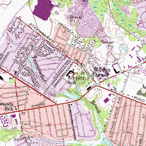 Topographic Map of Lippitt School, RI