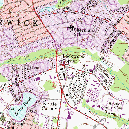 Topographic Map of Lockwood Corner, RI