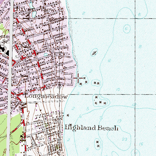Topographic Map of Longmeadow Beach, RI