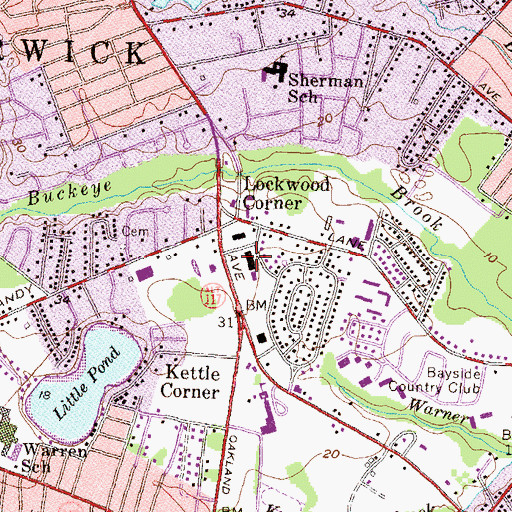 Topographic Map of Meadowbrook Shopping Center, RI