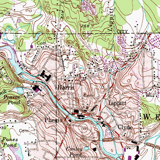 Topographic Map of Notre Dame Regional School, RI