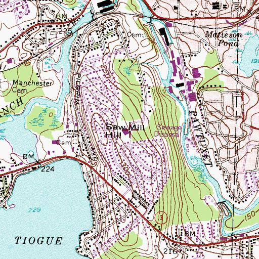 Topographic Map of Oak Haven School, RI