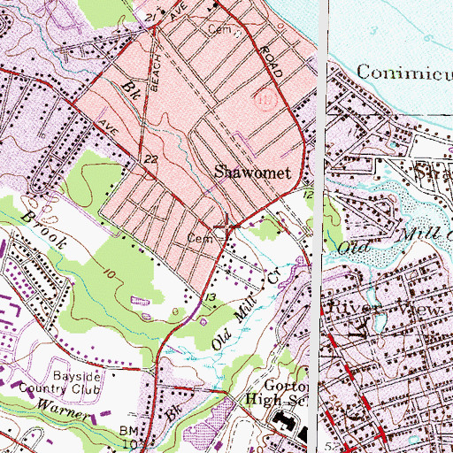 Topographic Map of Old Baptist Church Burial Ground, RI