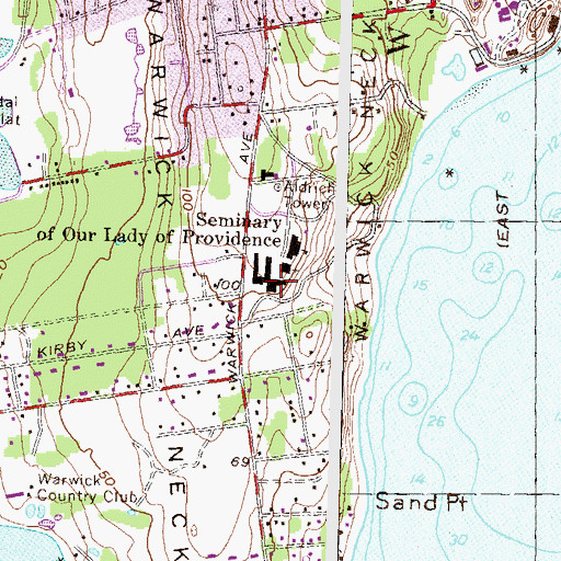 Topographic Map of Overbrook Academy, RI