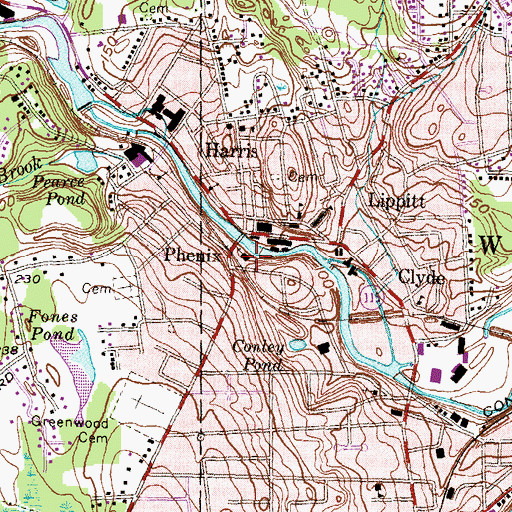 Topographic Map of Phenix Baptist Church, RI
