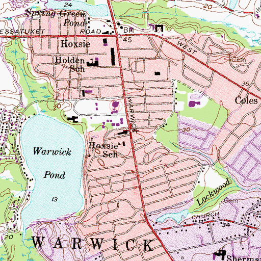 Topographic Map of Pilgrim Lutheran Church, RI