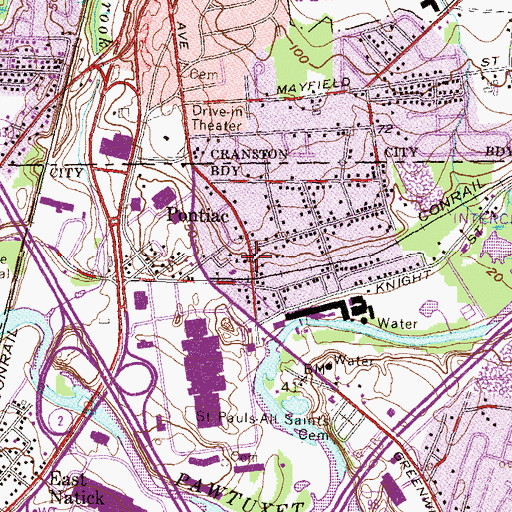 Topographic Map of Pontiac Free Library Association, RI