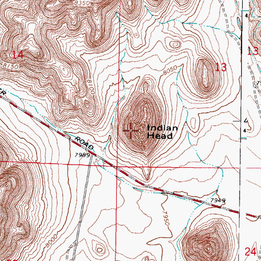 Topographic Map of Indian Head, CO