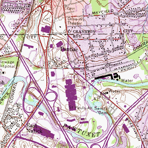 Topographic Map of Richmond Square Shopping Center, RI