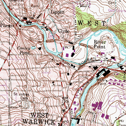 Topographic Map of Robert H Champlin Memorial Library, RI