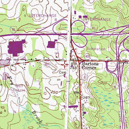 Topographic Map of Rocky Hill Fairgrounds, RI