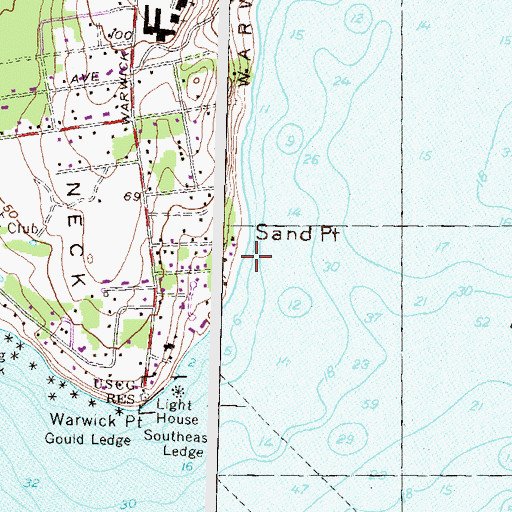 Topographic Map of Rocky Point Beach, RI