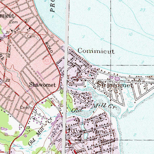 Topographic Map of Rocky Hill School, RI