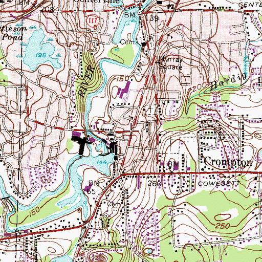 Topographic Map of Saint John the Baptist School, RI