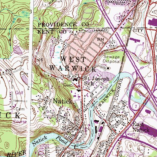 Topographic Map of Saint Joseph School, RI