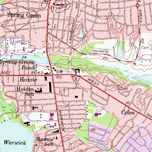 Topographic Map of Saint Marks Episcopal Church, RI