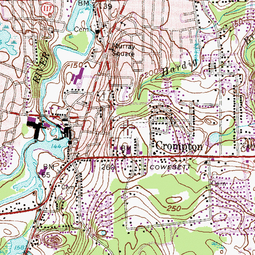 Topographic Map of Saint Mary Cemetery, RI