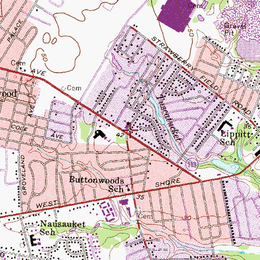 Topographic Map of Saint Rose of Lima School, RI