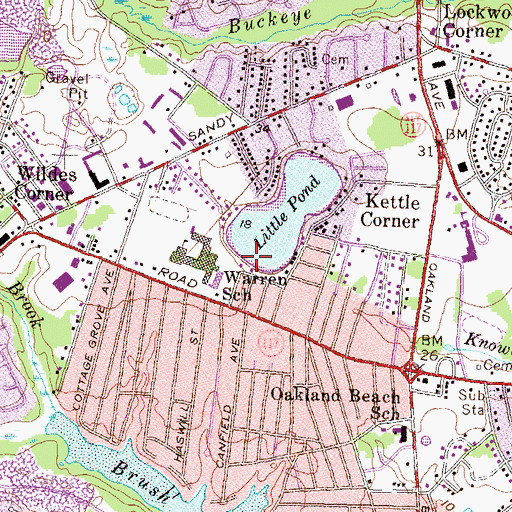 Topographic Map of Sandy Beach, RI