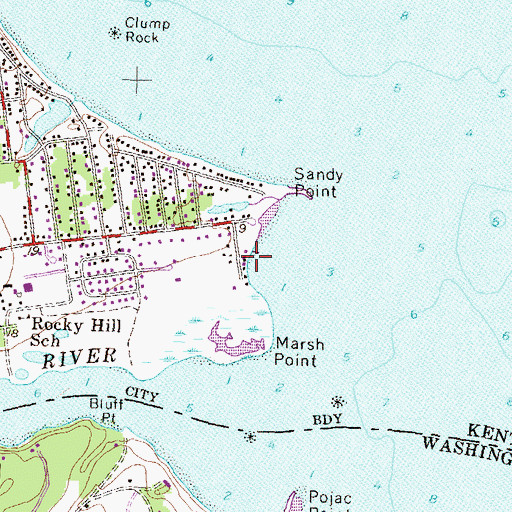 Topographic Map of Sandy Point Beach, RI