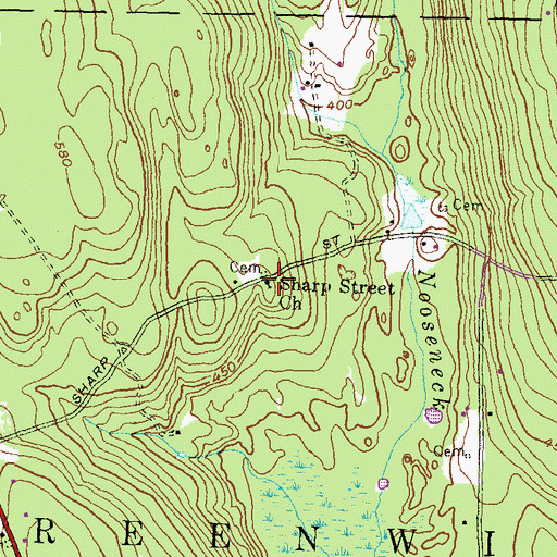 Topographic Map of Sharp Street Church, RI