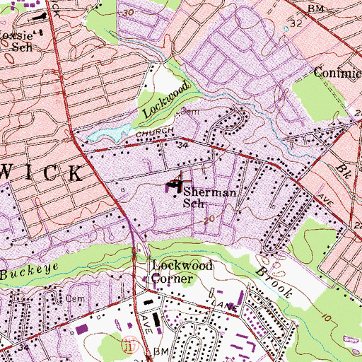 Topographic Map of Sherman School, RI