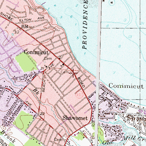 Topographic Map of Thomas Stafford Lot, RI