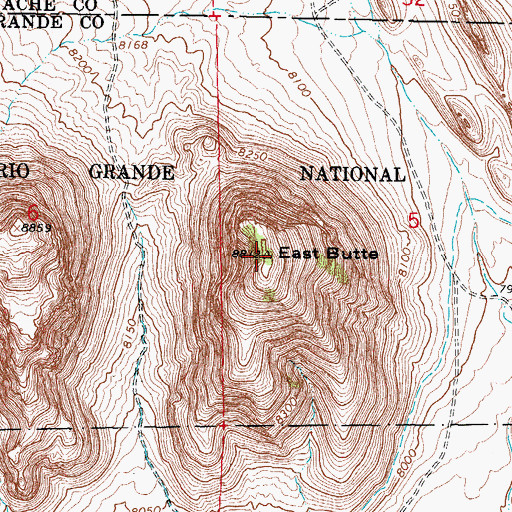 Topographic Map of East Butte, CO