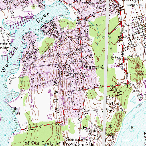 Topographic Map of Thomas Holden Lot Cemetery, RI